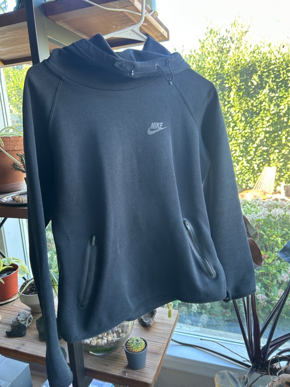 Nike Black Hooded Pullover with Zippered Hand Pockets